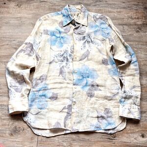 Europann Floral Button Up Shirt 100% Cotton Lightweight Beach Small Hawaiian 150